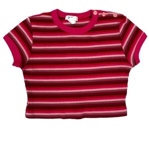 Vintage 90s Pink Stripe Ribbed Crop Top